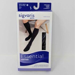 Sigvaris Men Black Knee High Essential Cotton NEW